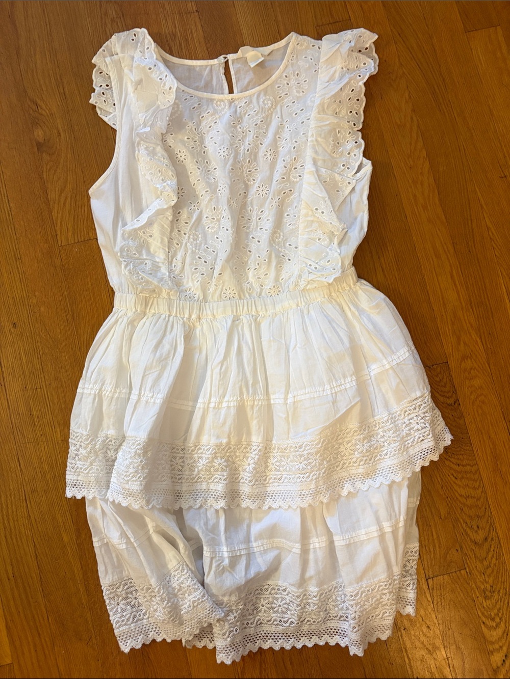 White Eyelet Ruffle Tiered Dress